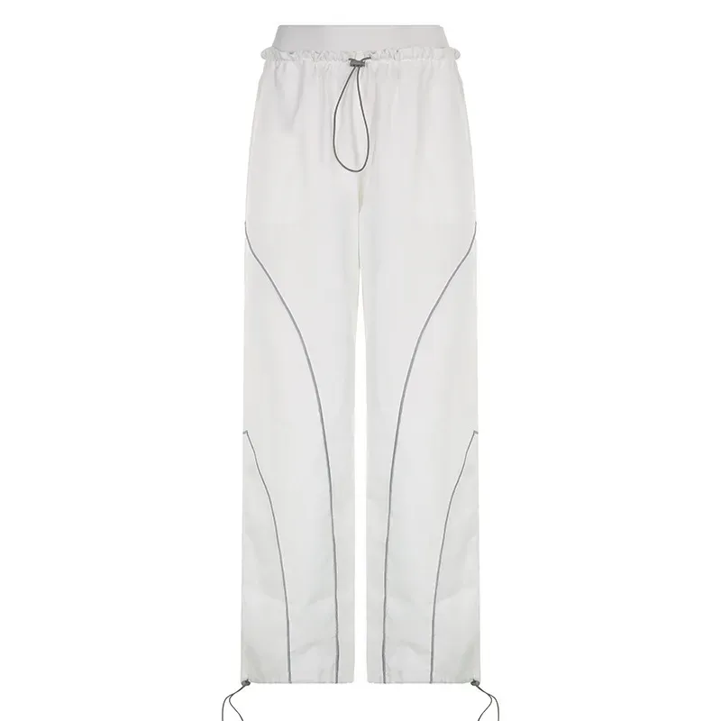 Nitro High-Rise Elastic Waist Wide-Leg Contrast Stitch Pants