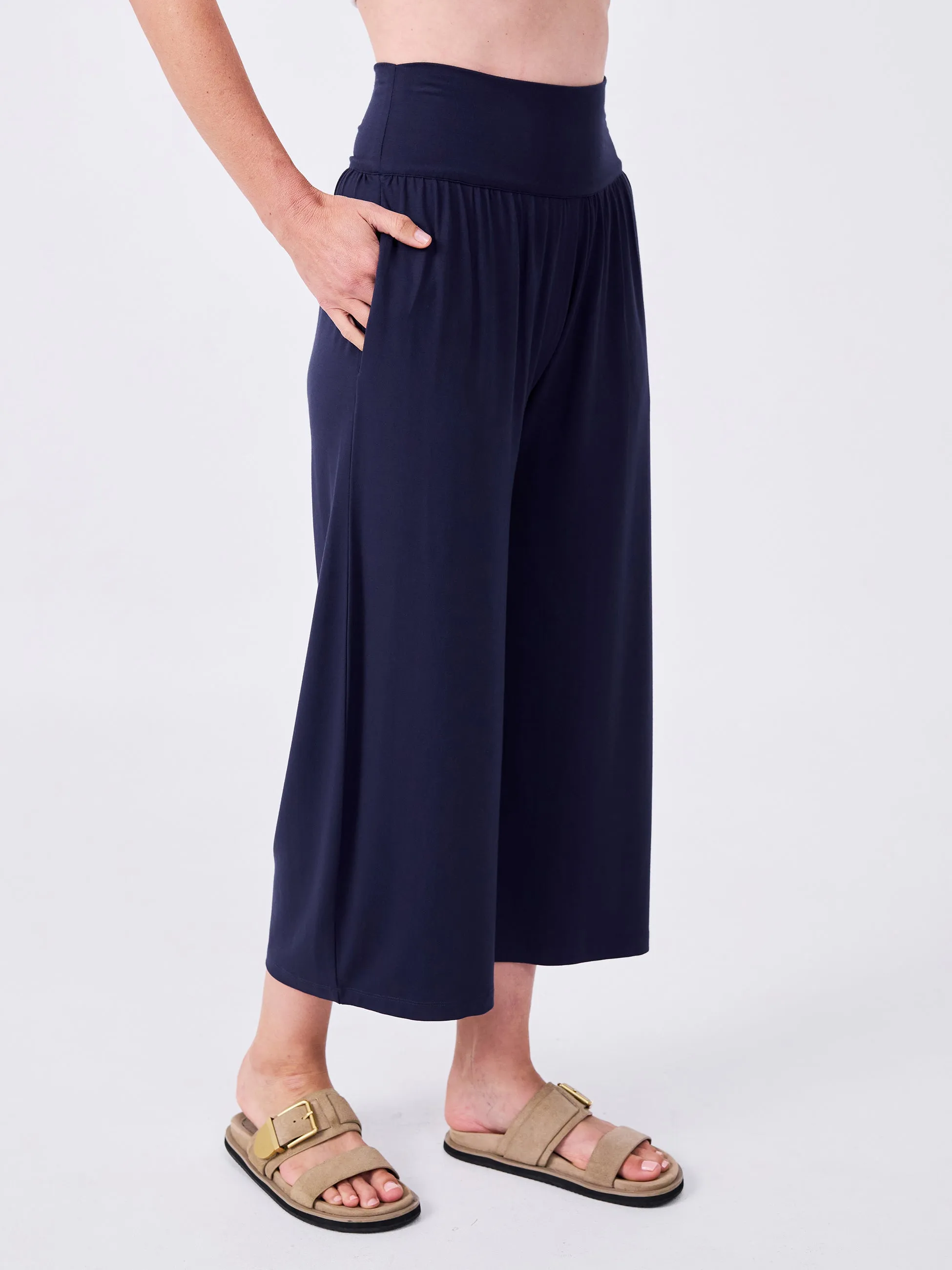 Nomad Modal Wide Leg Pant 7/8 - Navy