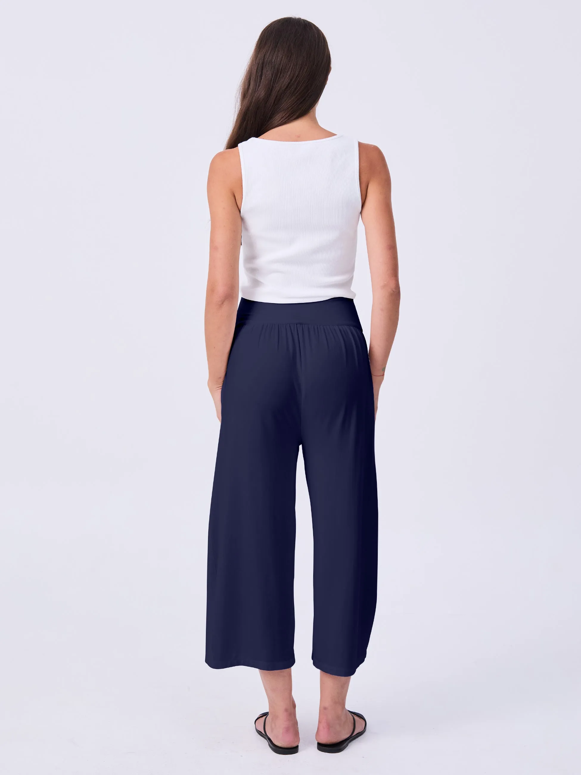 Nomad Modal Wide Leg Pant 7/8 - Navy