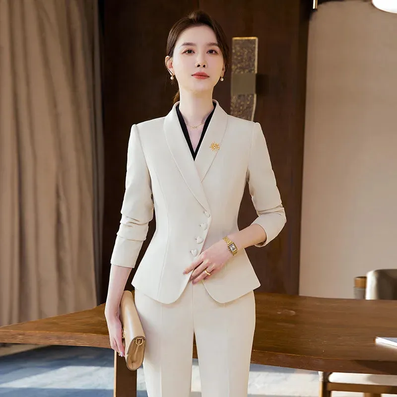Novelty Blazers Suits Spring Long Sleeve Formal Professional Business Work Wear Suits with Skirt and Tops OL Styles Career Set