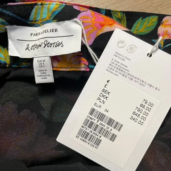 NWT &amp; Other Stories Peony print button down shirt and maxi skirt SET size 4 S xs
