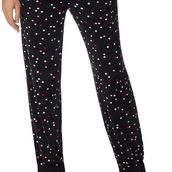 NWT Kate Spade New York Stretch Velour Long Sleeve Joggers Set Scatter Dot L