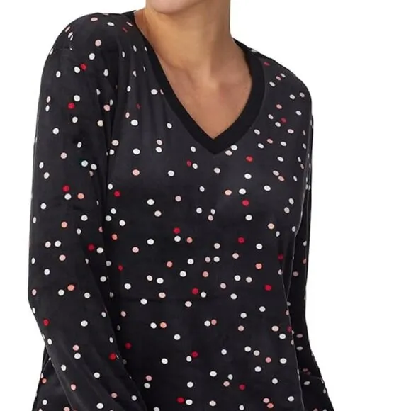 NWT Kate Spade New York Stretch Velour Long Sleeve Joggers Set Scatter Dot L