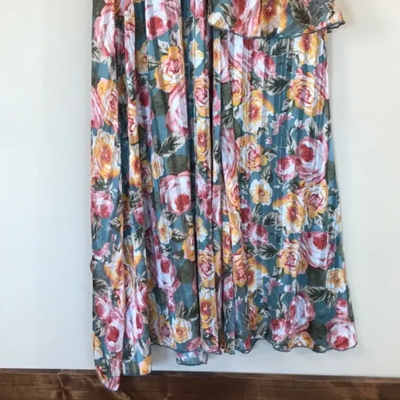 NWT Maxi Dress long Sleeve flowy asymmetrical chiffon lined Sz S