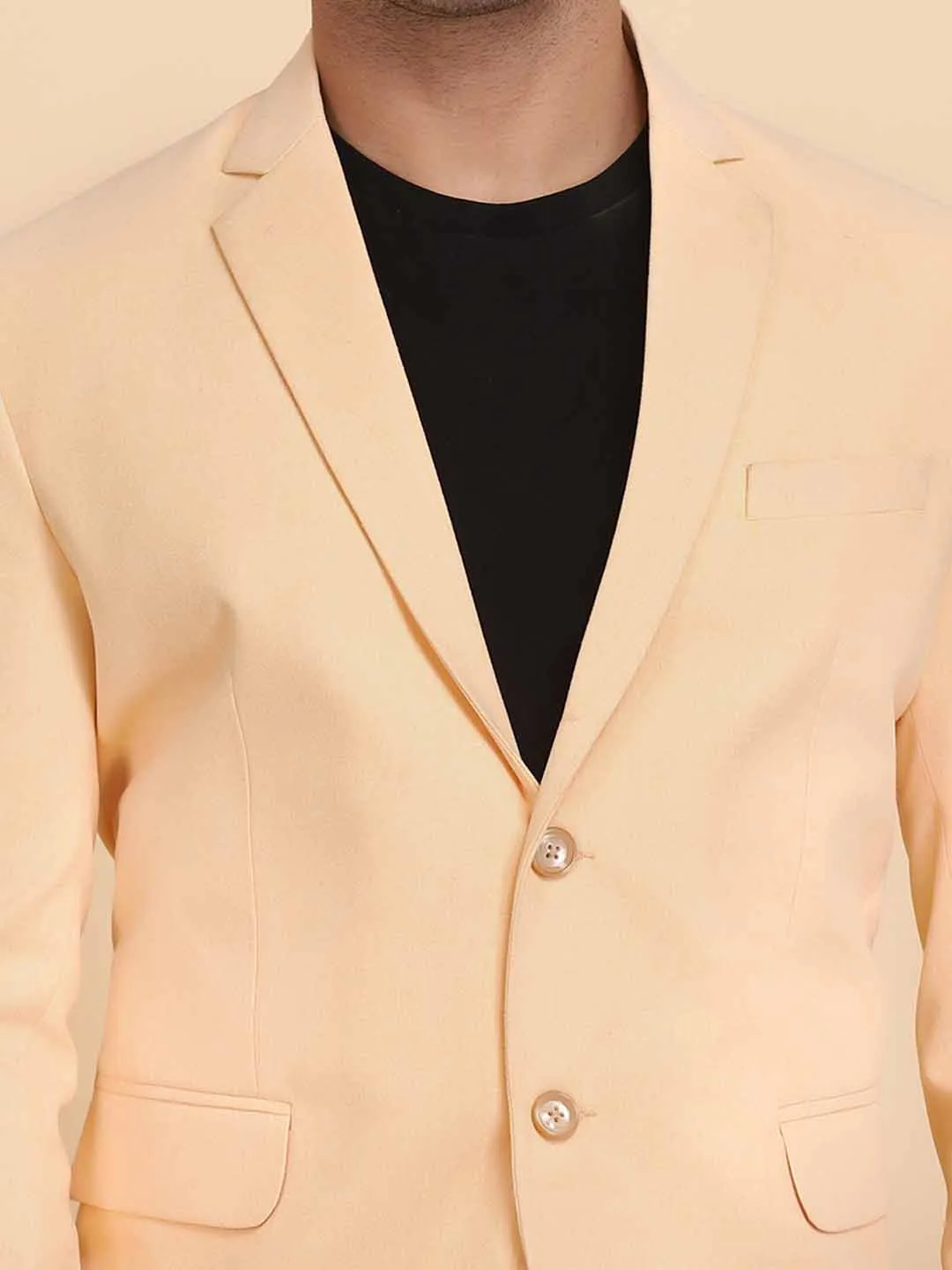 Orange Solid Single Breasted Casual Blazer