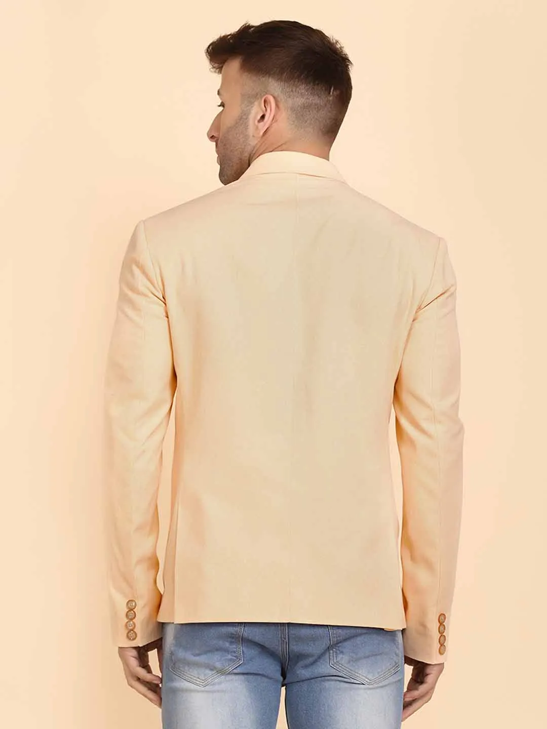 Orange Solid Single Breasted Casual Blazer