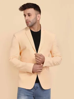 Orange Solid Single Breasted Casual Blazer