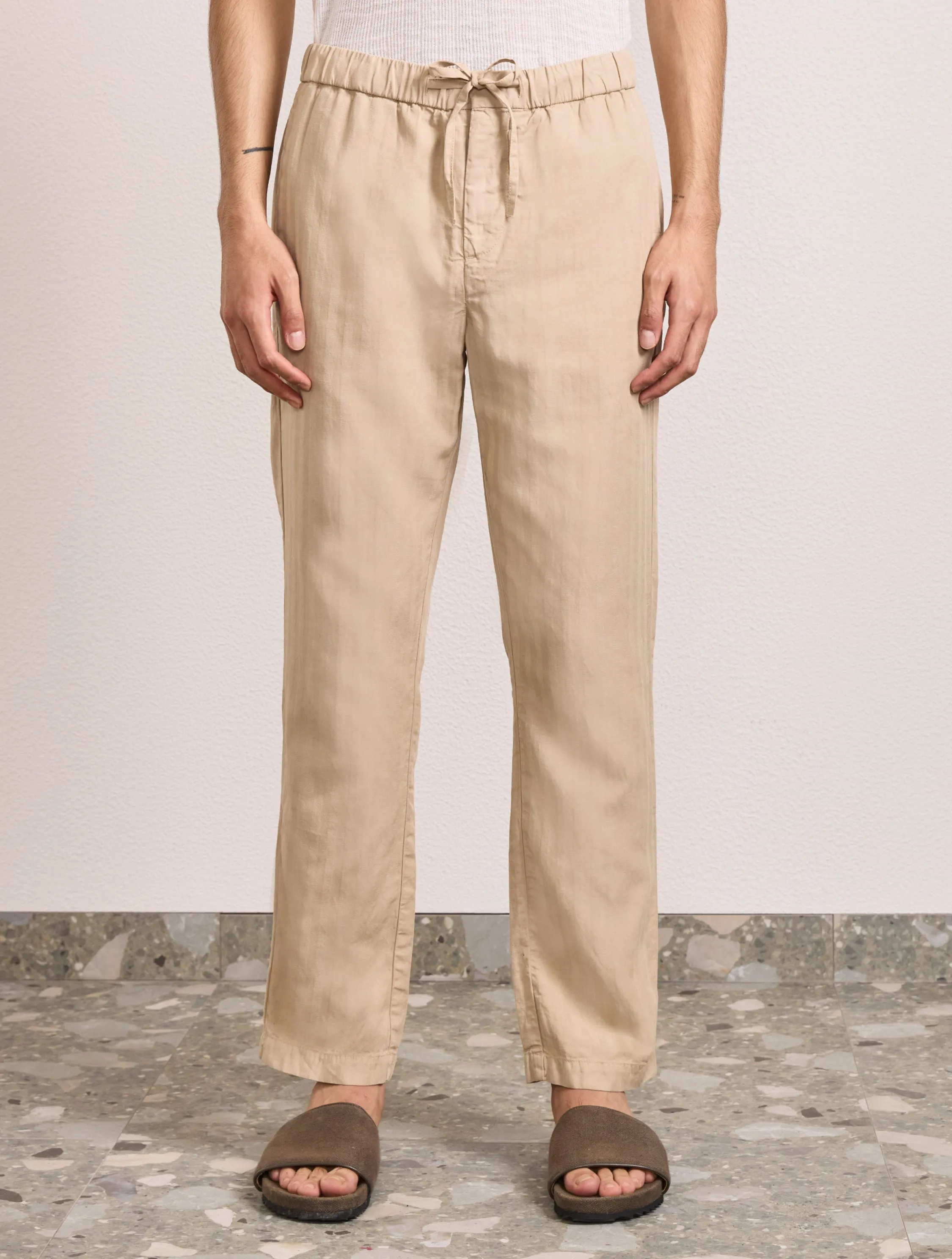 OSCAR HERRINGBONE LINEN TROUSERS