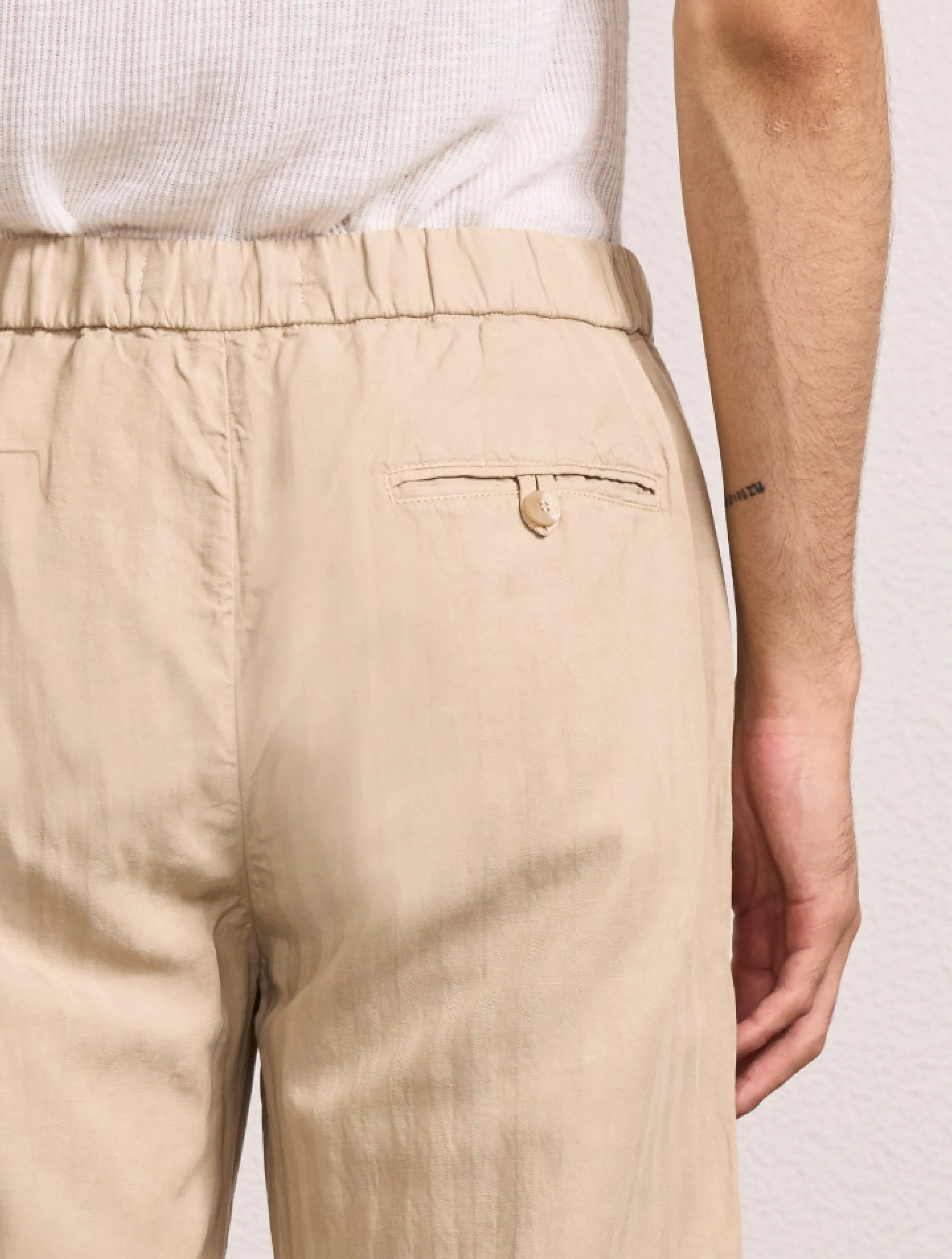 OSCAR HERRINGBONE LINEN TROUSERS