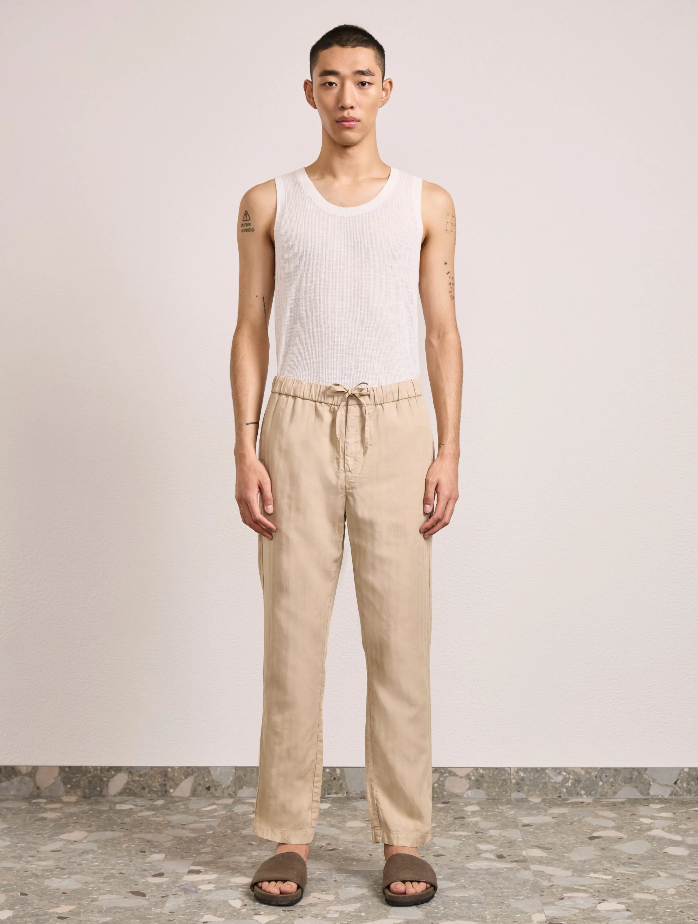 OSCAR HERRINGBONE LINEN TROUSERS