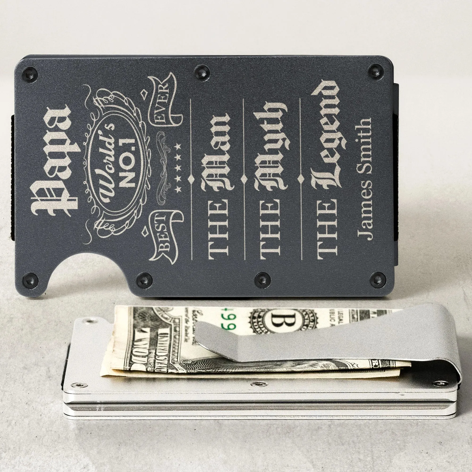 Papa No1 The Man The Myth The Legend - Personalized Metal Card Holder