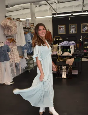 Pastel Ruffles Maxi Dress- Mint