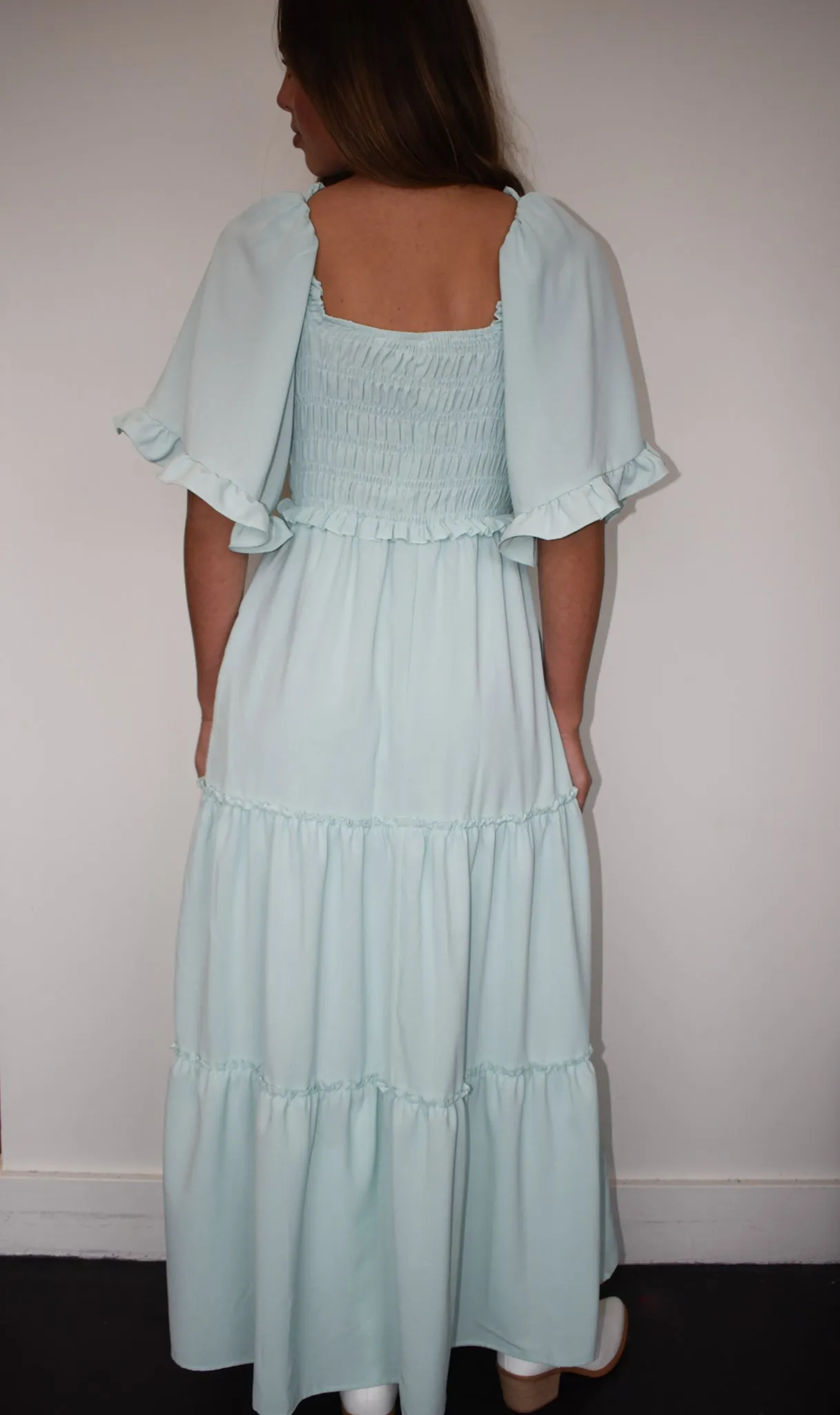 Pastel Ruffles Maxi Dress- Mint