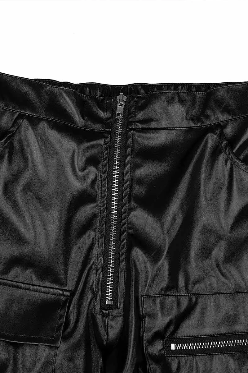 PI659 Faux Leather High Waist Pants