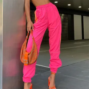 Pink Striped High Waist Sweatpants