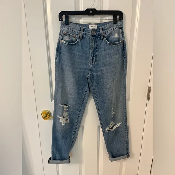 Pistola Denim NWOT Presley Distressed Relaxed Roller Jeans Medium Wash