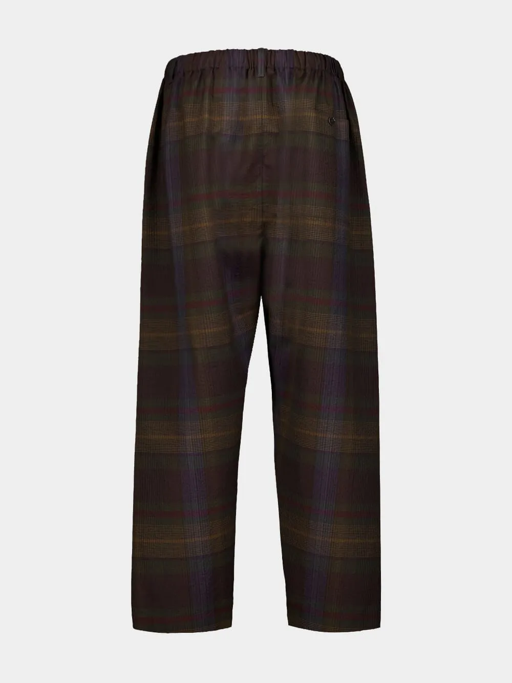 Plaid-Check Tapered Wool Trousers