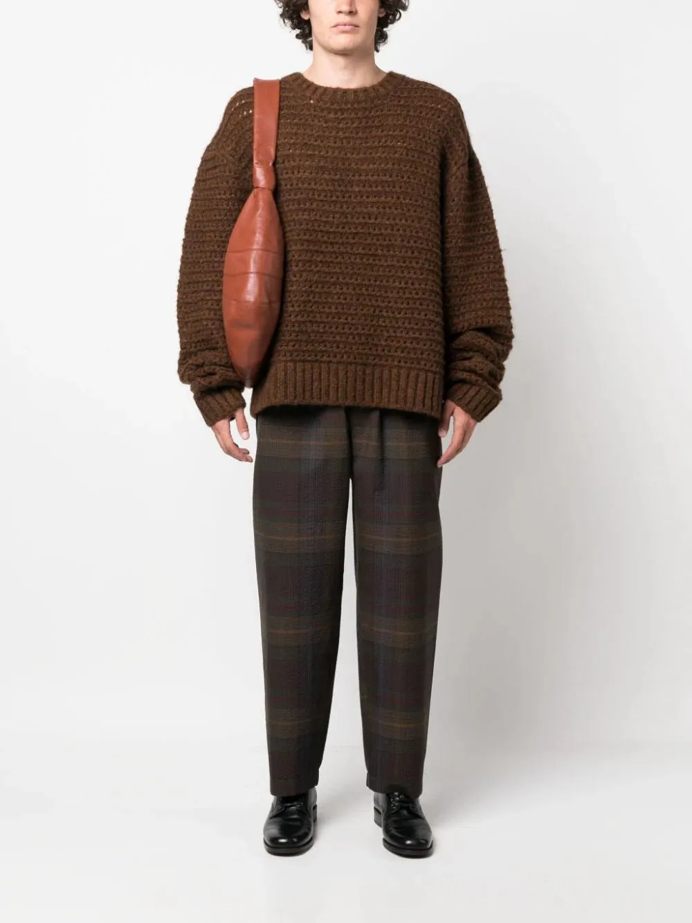 Plaid-Check Tapered Wool Trousers