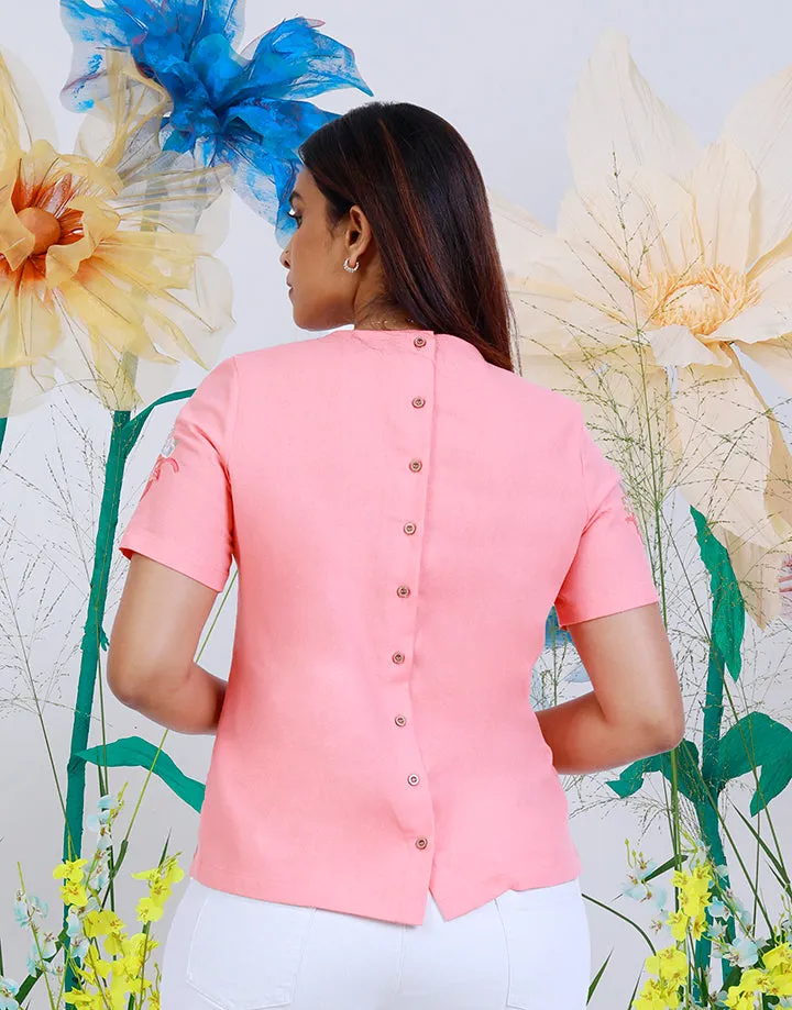 Plain Top with Embroidered