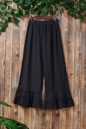 Pleated Ruffled Wide-leg Pants