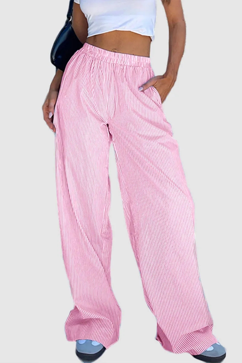 PN0138 Stripe Wide Leg Pants