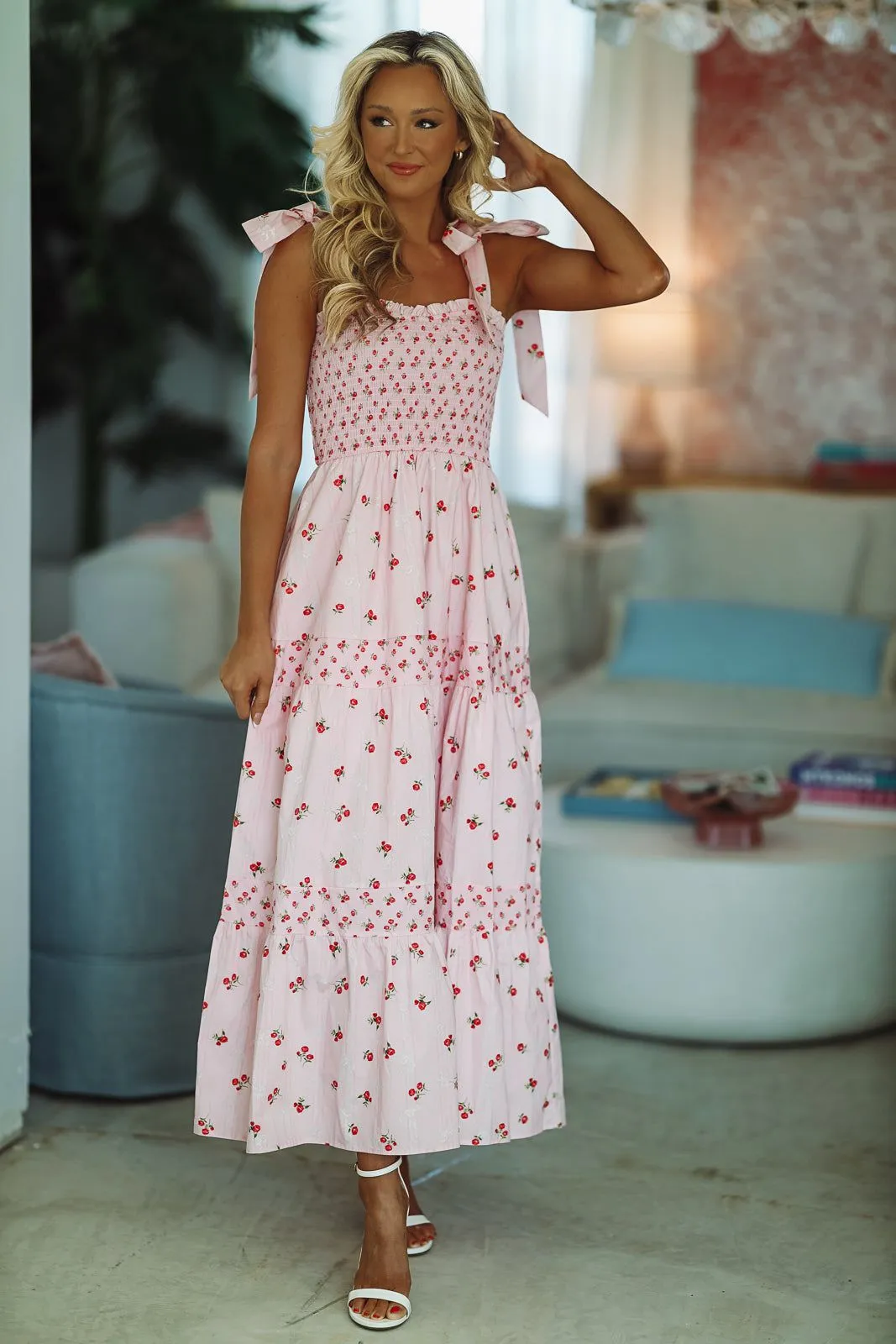 Populatiry Piece Floral Maxi Dress - Pink