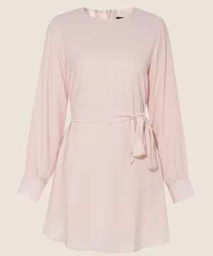 Powder Blush Long Sleeve Draped Blouse