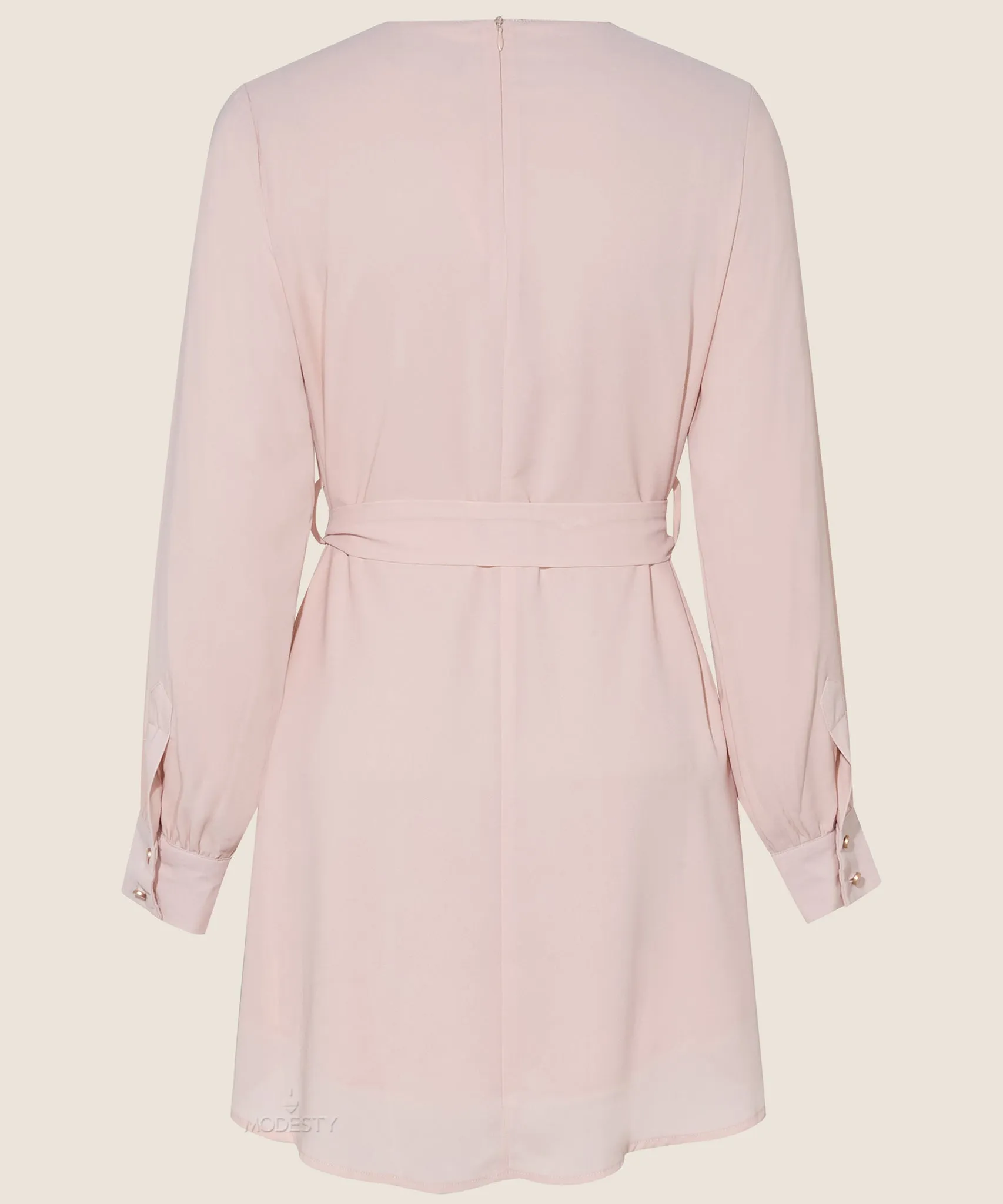 Powder Blush Long Sleeve Draped Blouse