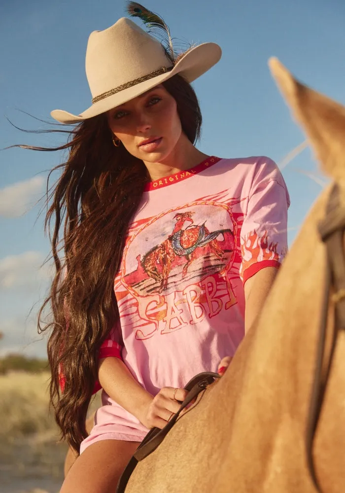 PRE SALE The Very Oversized Flaming Cowboy Tee - Pink