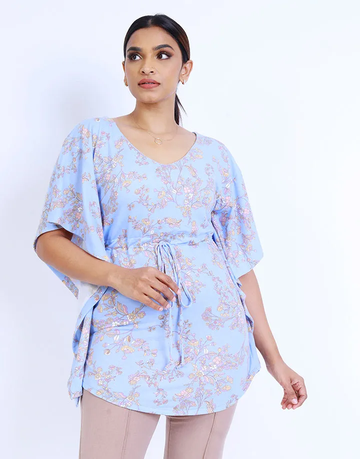Printed Kimono Sleeve Poncho Top