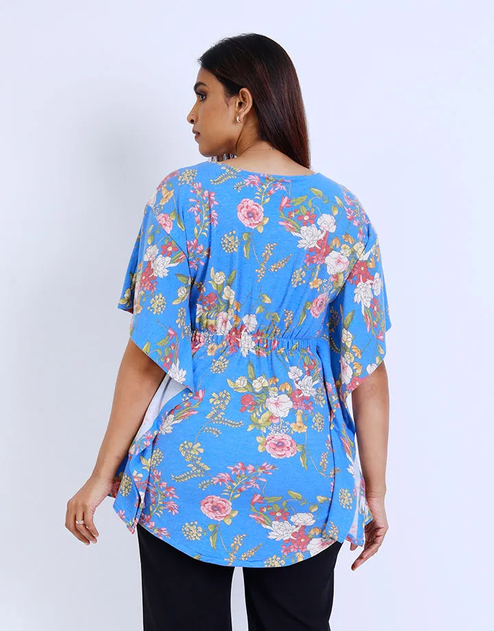 Printed Kimono Sleeve Poncho Top