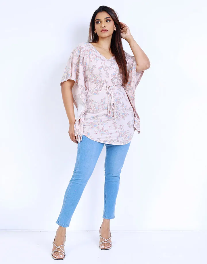 Printed Kimono Sleeve Poncho Top