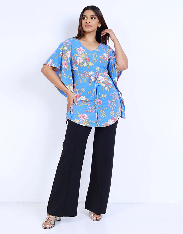 Printed Kimono Sleeve Poncho Top