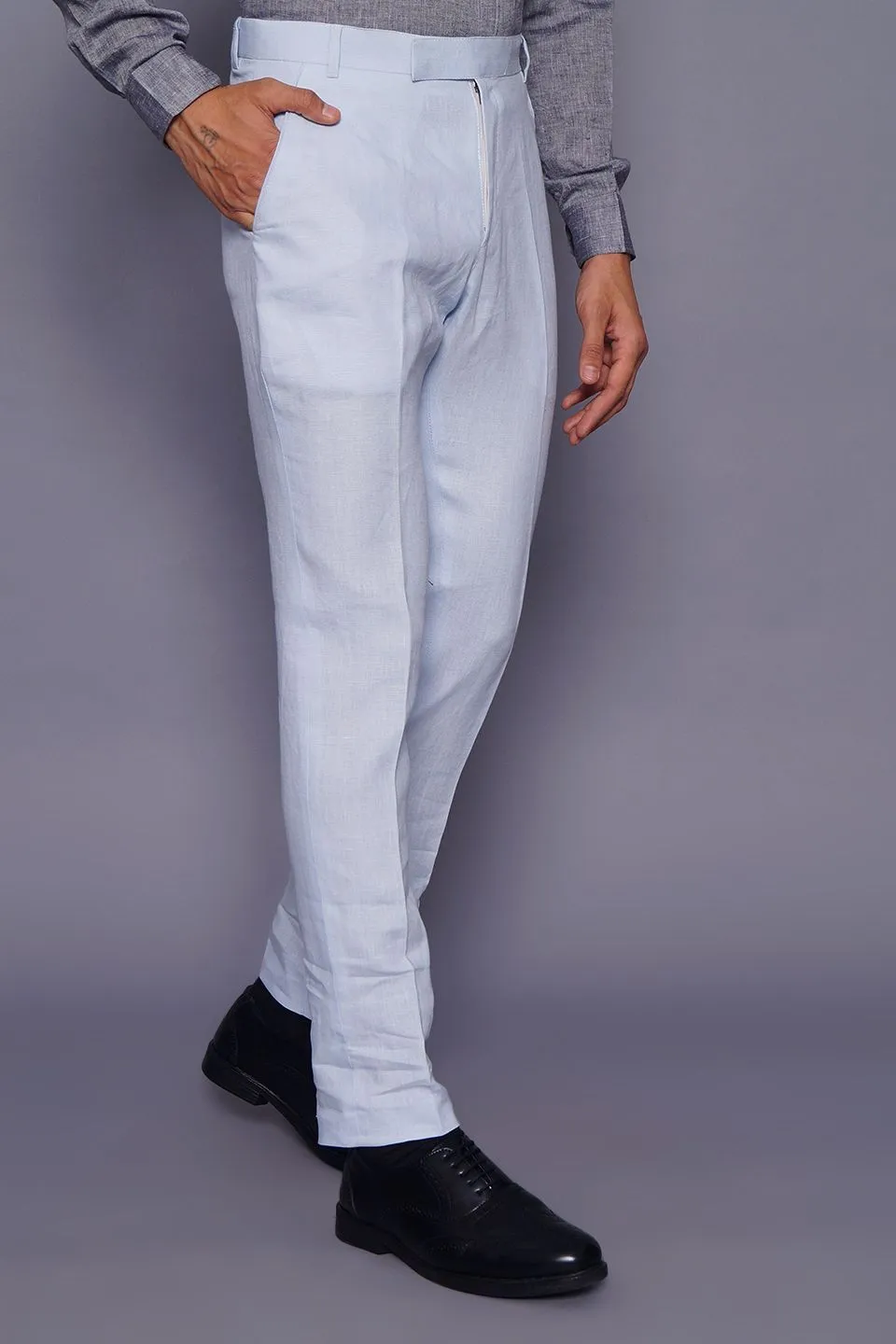 Pure Linen Sky Blue Pant
