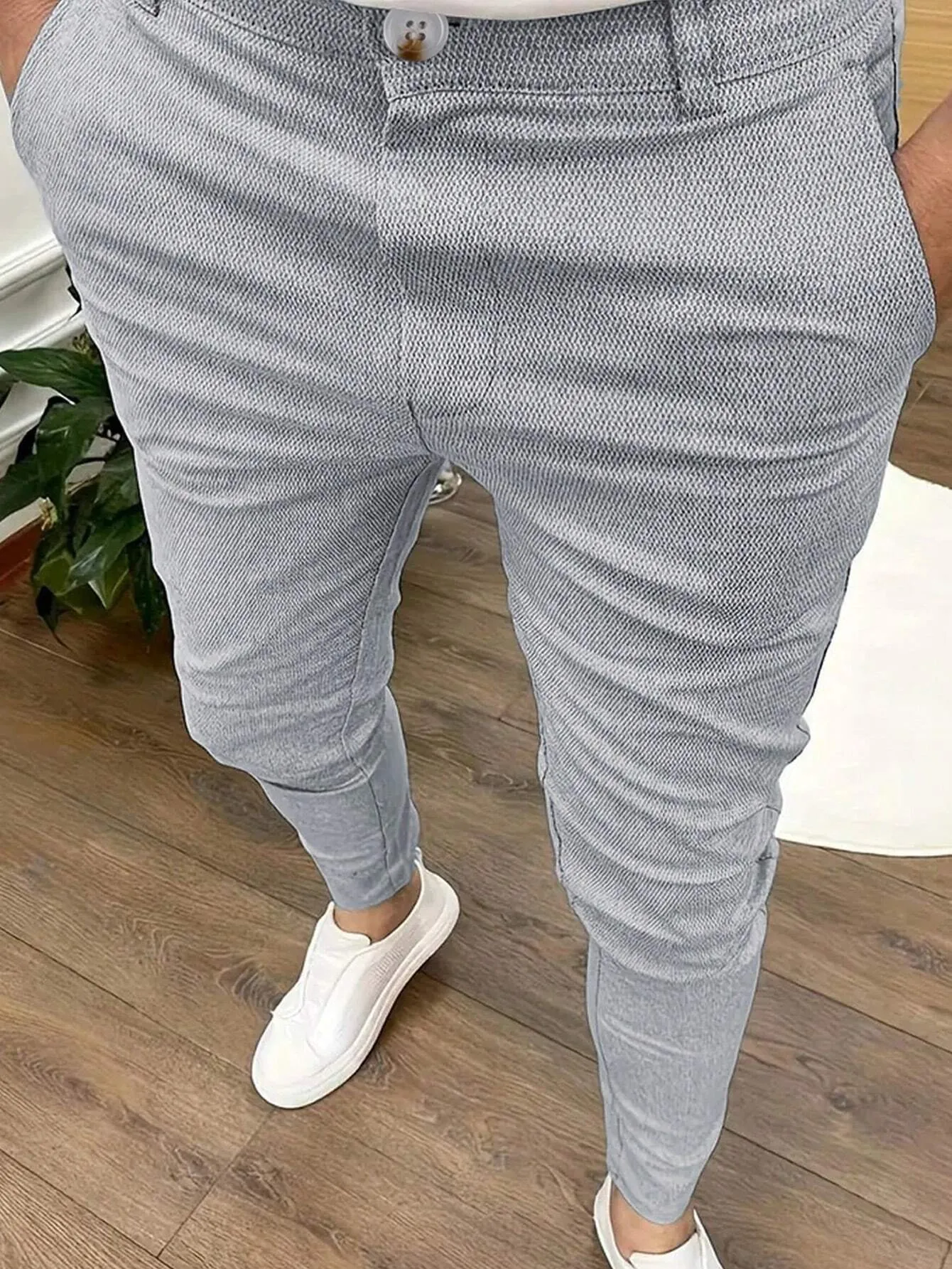 QA Mode Men's Summer Casual Solid Color Tapered Pants