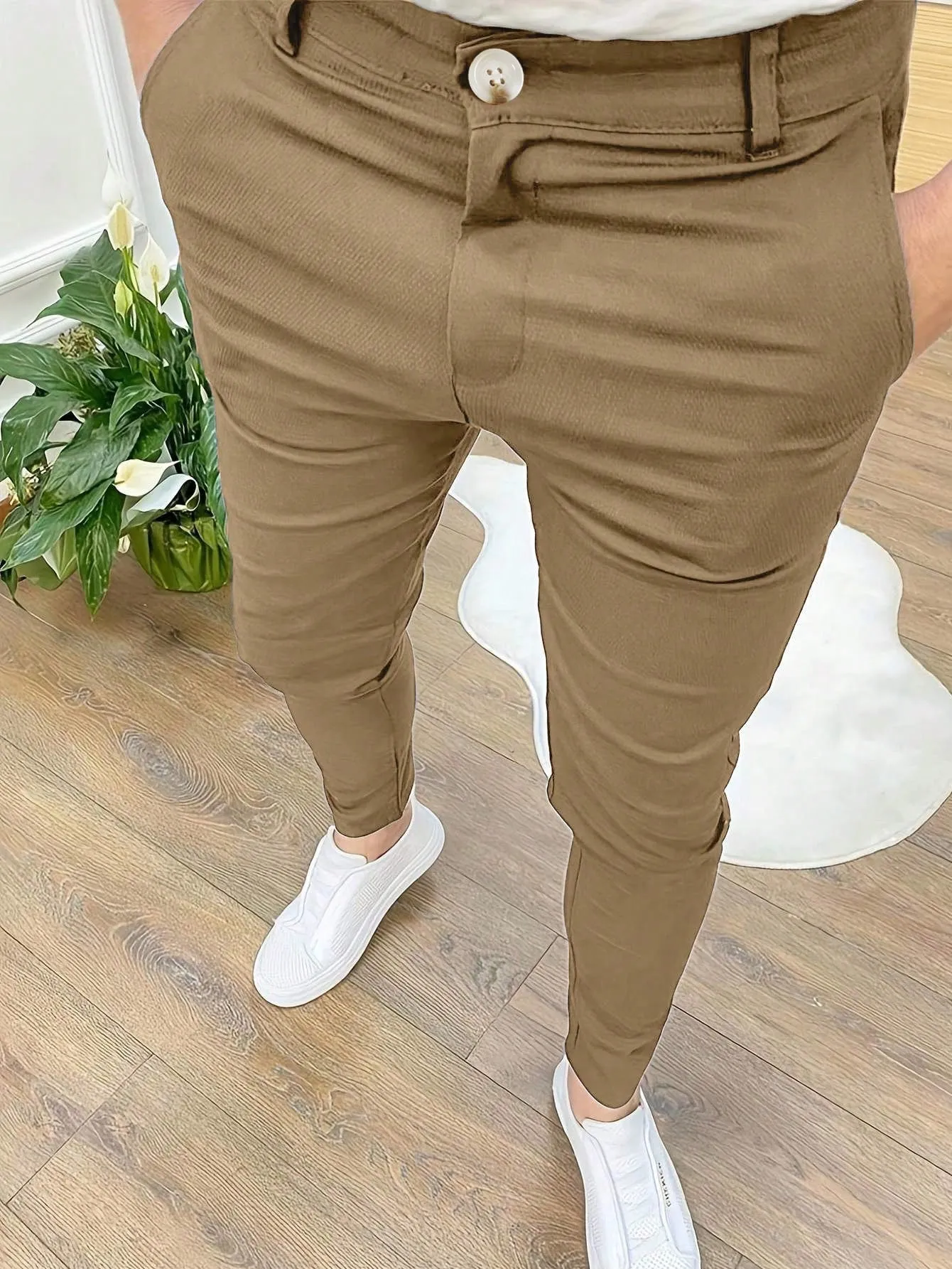 QA Mode Men's Summer Casual Solid Color Tapered Pants