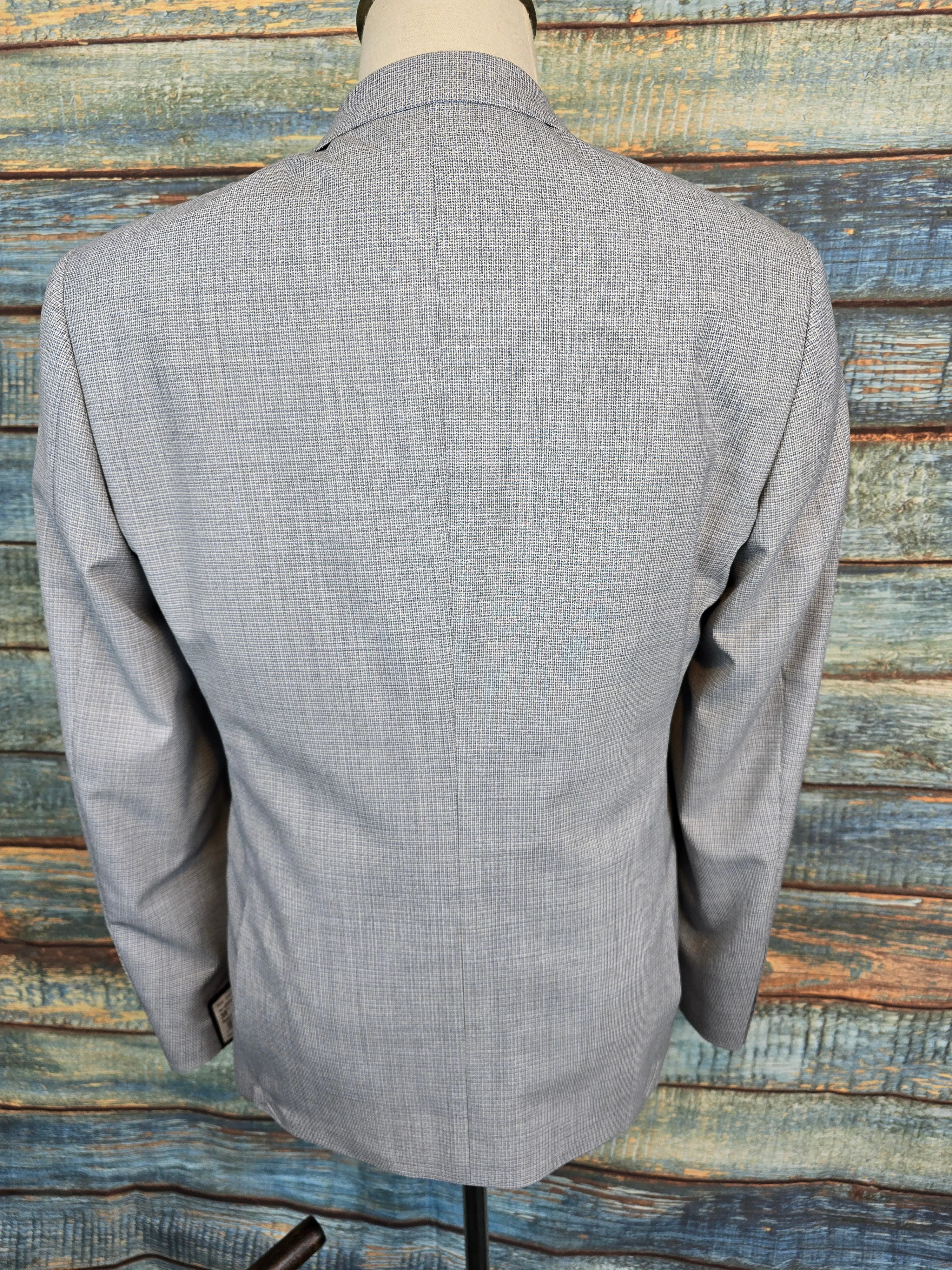 Remus Uomo Light Grey/Blue micro check Tapered Fit 3 piece suit