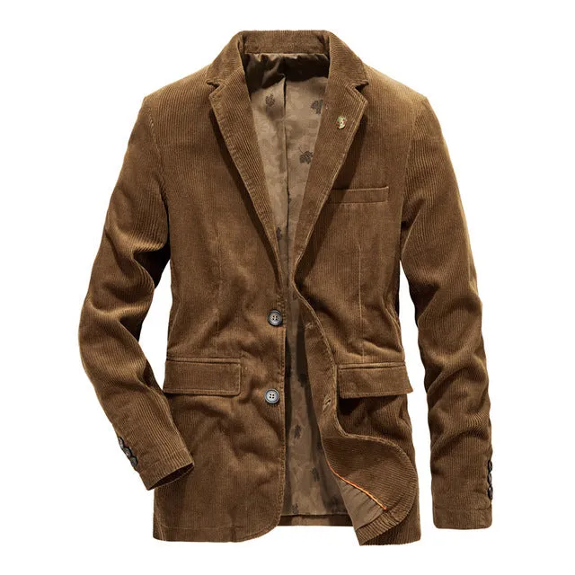 Retro Corduroy Men Casual Blazer