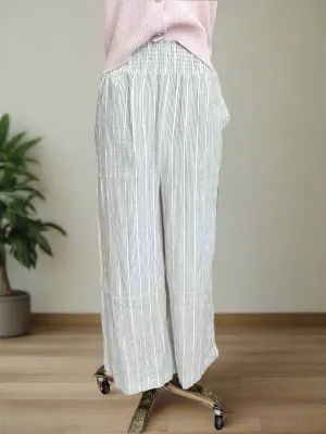 River Pinstriped Gauze Wide Leg