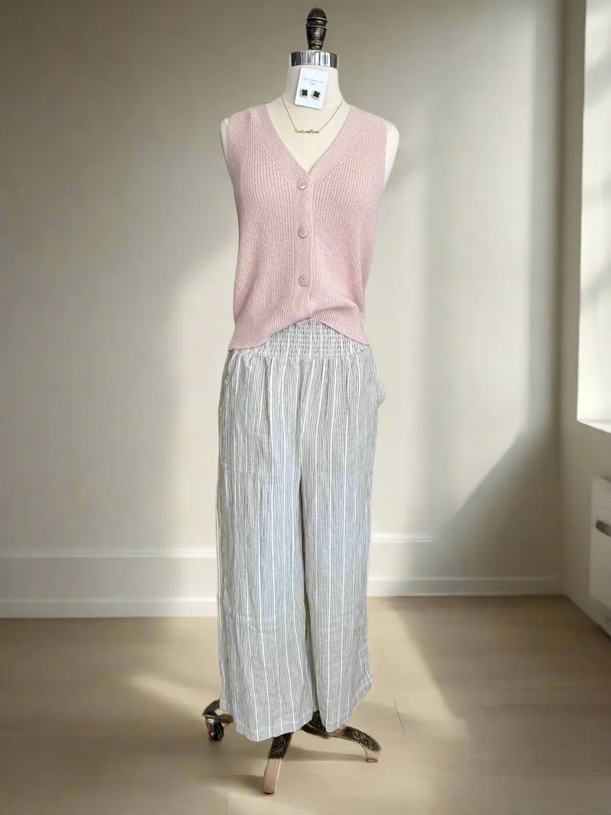 River Pinstriped Gauze Wide Leg