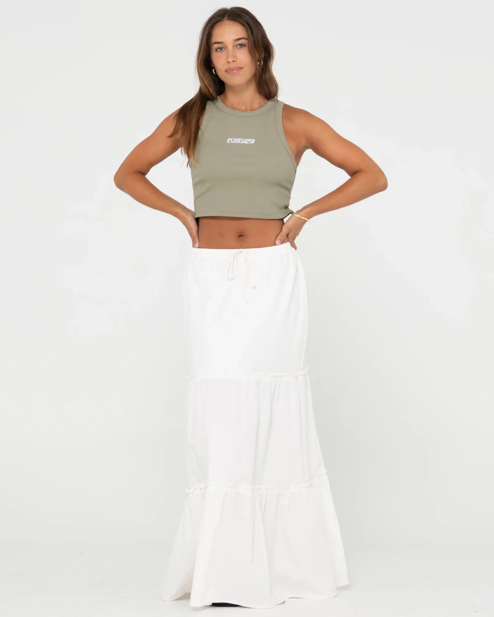 Rusty Snow Violeta Low Rise Maxi Skirt SKL0631