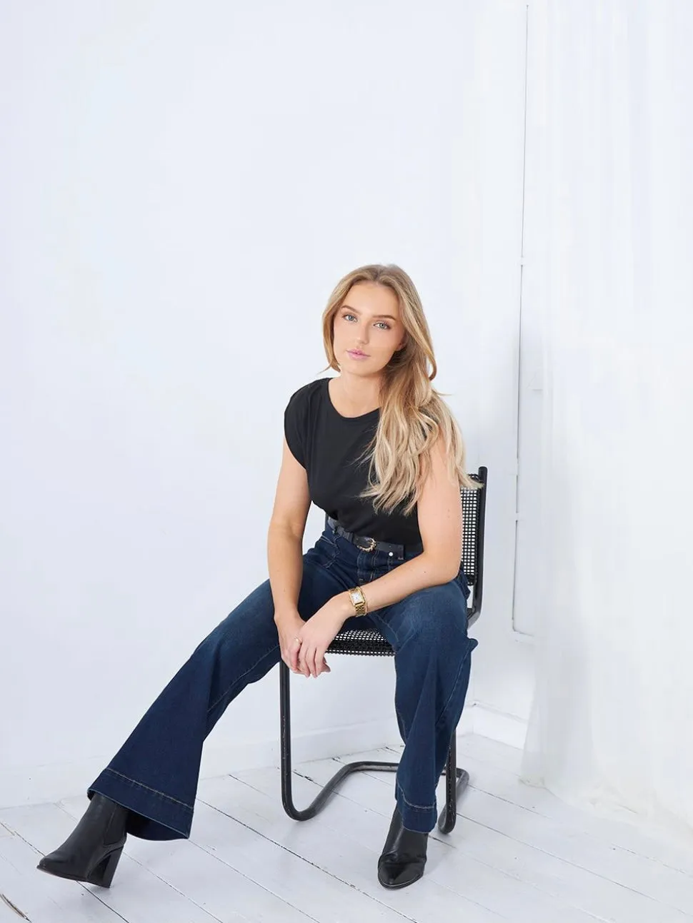 Saint Rose : Jayne flare Jeans : Dark Denim Wash : Bestseller