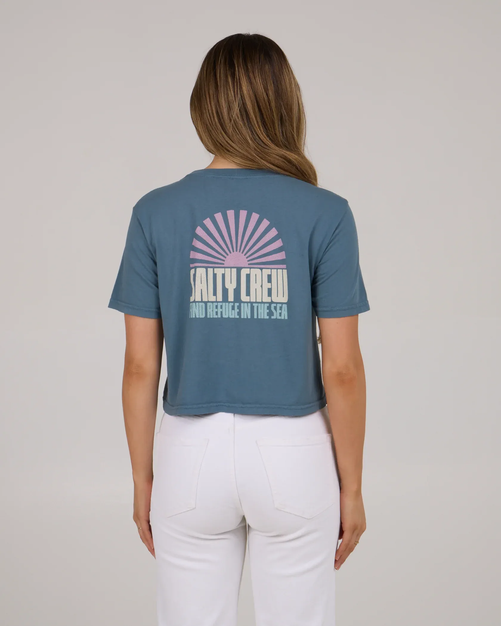 Salty Crew Womens In The Rays Crop Tee - Fin Blue