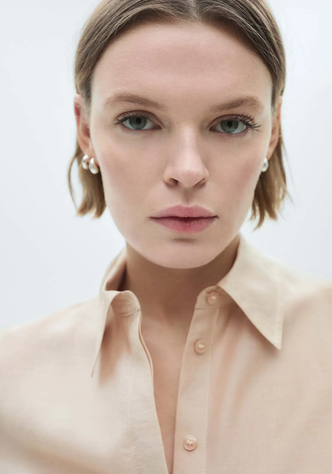Satin lyocell shirt - Light Beige