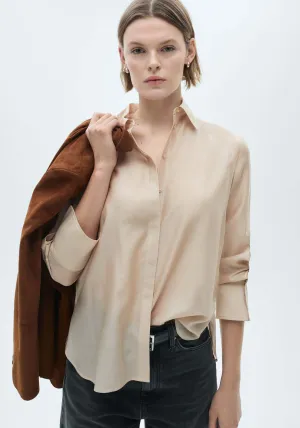 Satin lyocell shirt - Light Beige