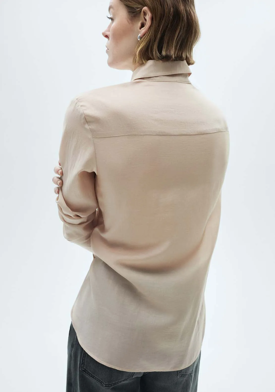 Satin lyocell shirt - Light Beige