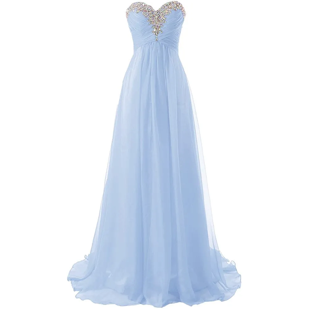 sd-hk Prom Dress Bridesmaid Dresses Long Prom Gown Chiffon Formal Evening Gowns