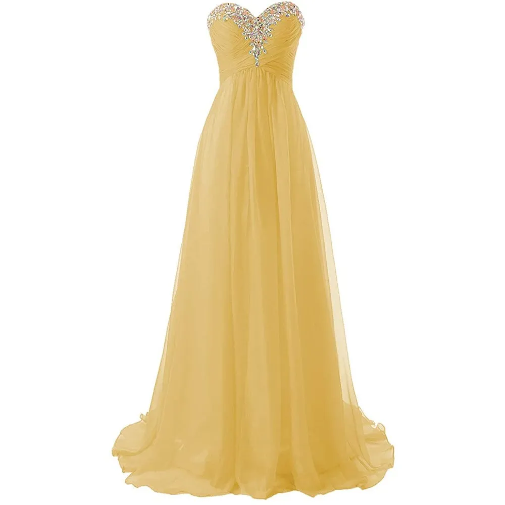 sd-hk Prom Dress Bridesmaid Dresses Long Prom Gown Chiffon Formal Evening Gowns