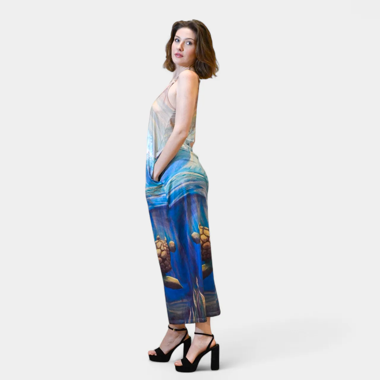 Sea Turtle Long maxi dress with pockets