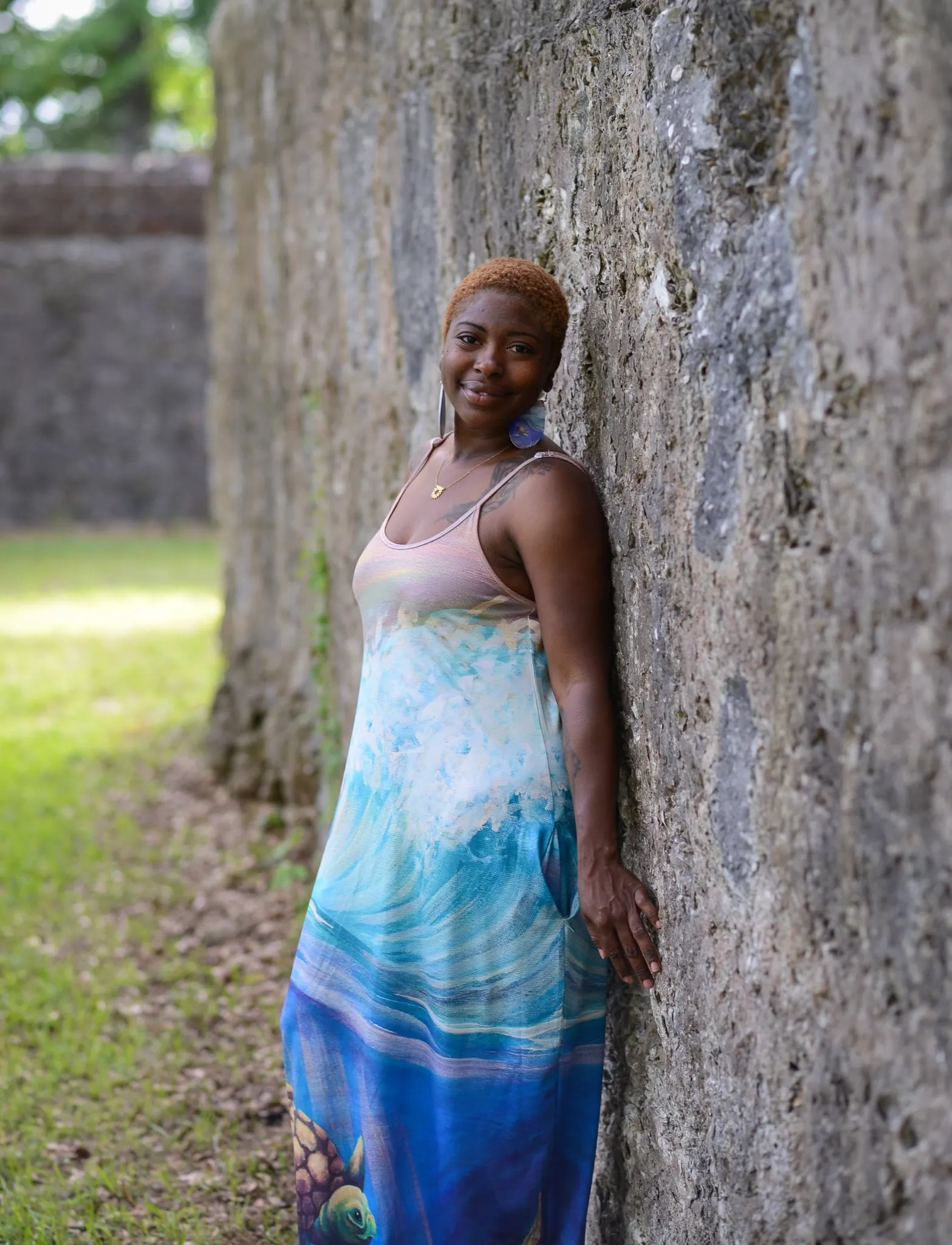 Sea Turtle Long maxi dress with pockets